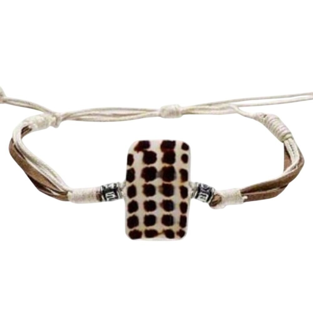 Natural Spotted Cowrie Shell Vegan Suede Organic Cotton Bracelet